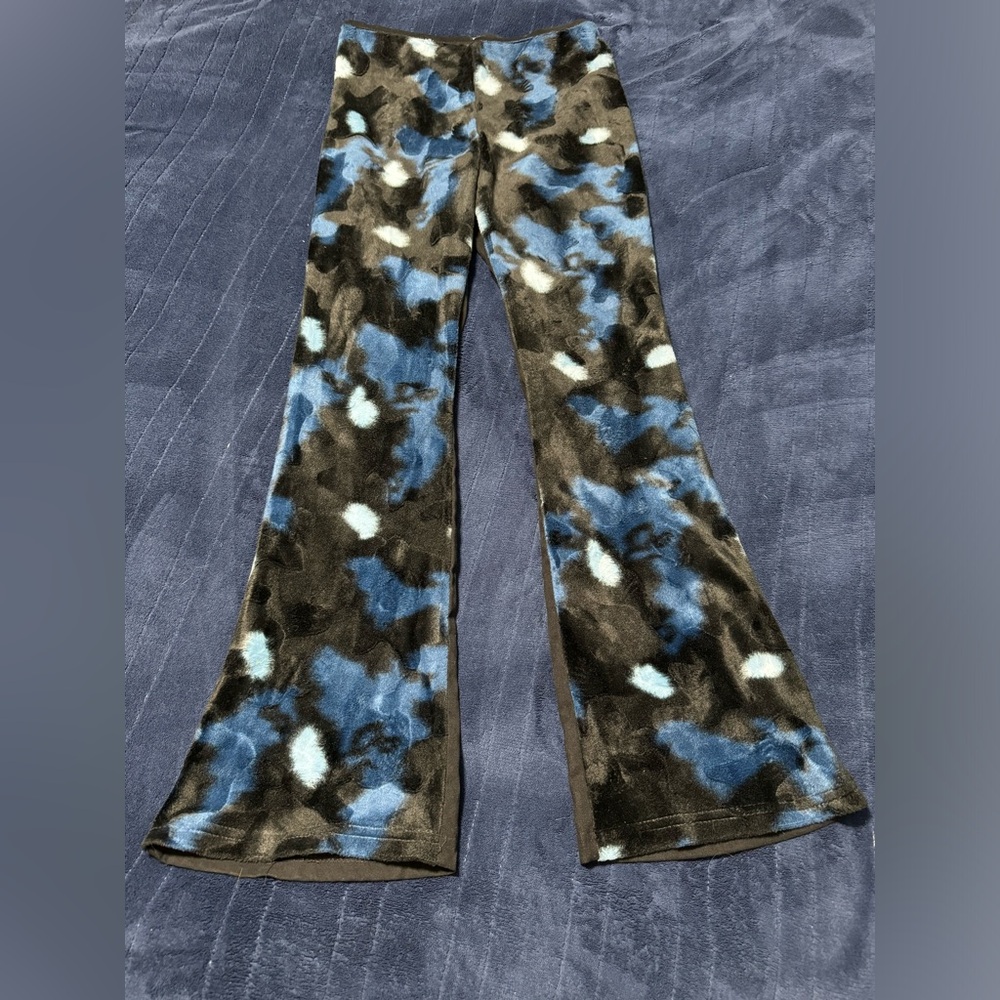 VTG Divine Small Black Blue Velveteen Pants